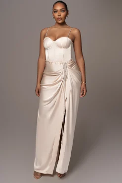 Champagne Olea Satin Skirt