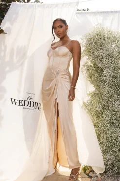 Champagne Olea Satin Skirt
