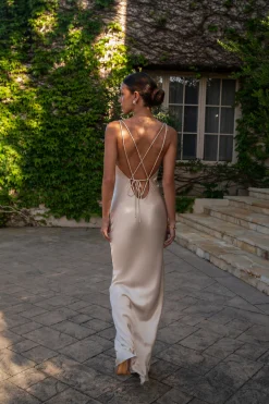 Champagne Promise Of Love Satin Dress