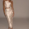 Champagne Reception Pleated Midi Skirt