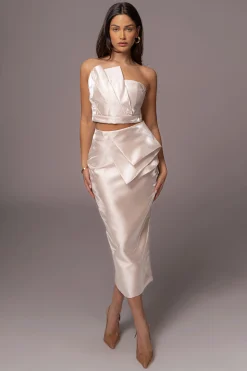 Champagne Reception Pleated Midi Skirt