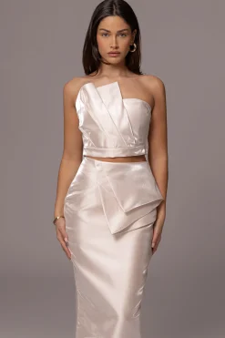Champagne Reception Pleated Midi Skirt