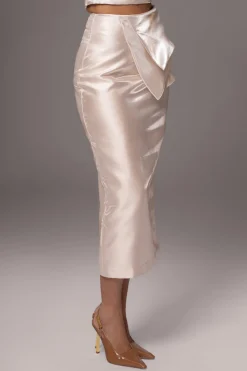 Champagne Reception Pleated Midi Skirt