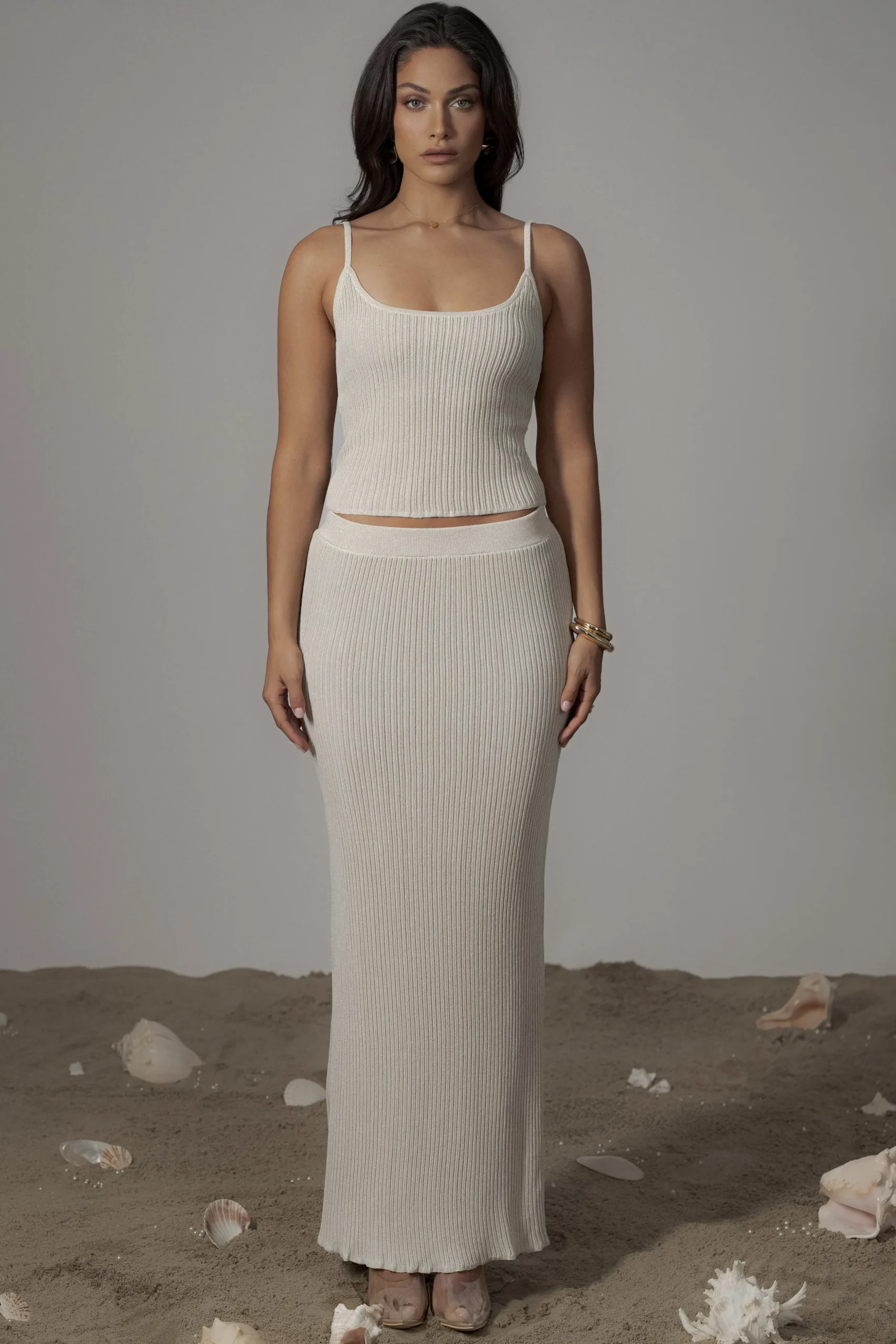 Champagne Serena Ribbed Skirt Set