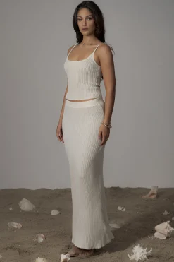 Champagne Serena Ribbed Skirt Set