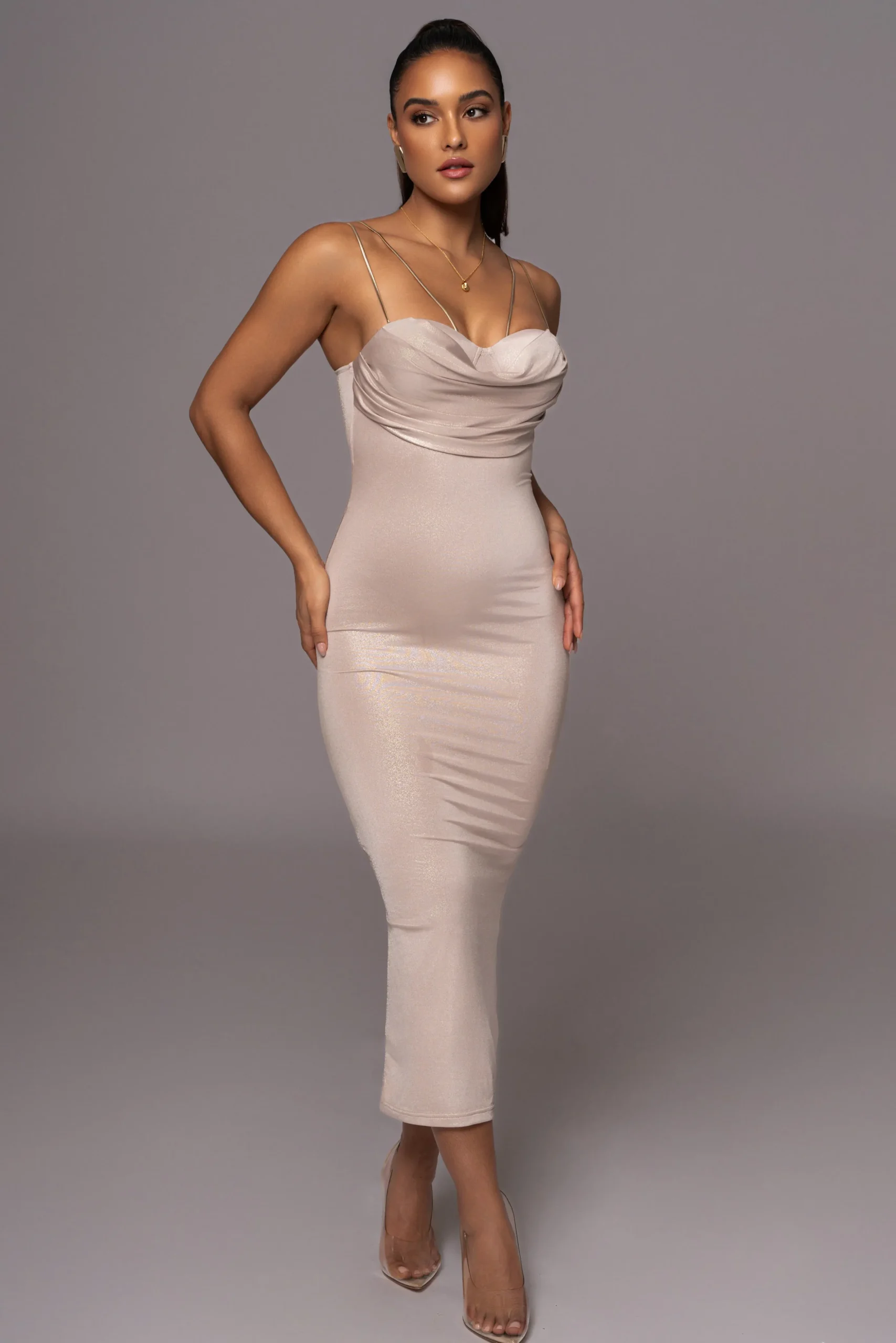 Champagne Visions Of You Midi Dress
