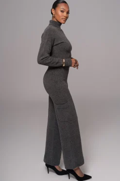 Charcoal Chelsey Knit Pant Set