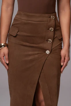 Chocolate Audrey Suede Midi Skirt