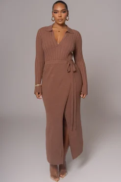 Chocolate Emma Knit Maxi Dress