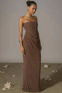 Chocolate Journey Linen Maxi Dress