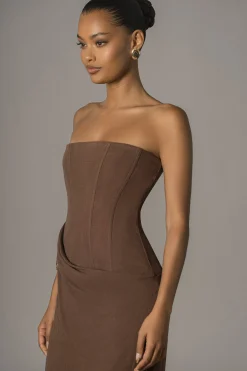 Chocolate Journey Linen Maxi Dress