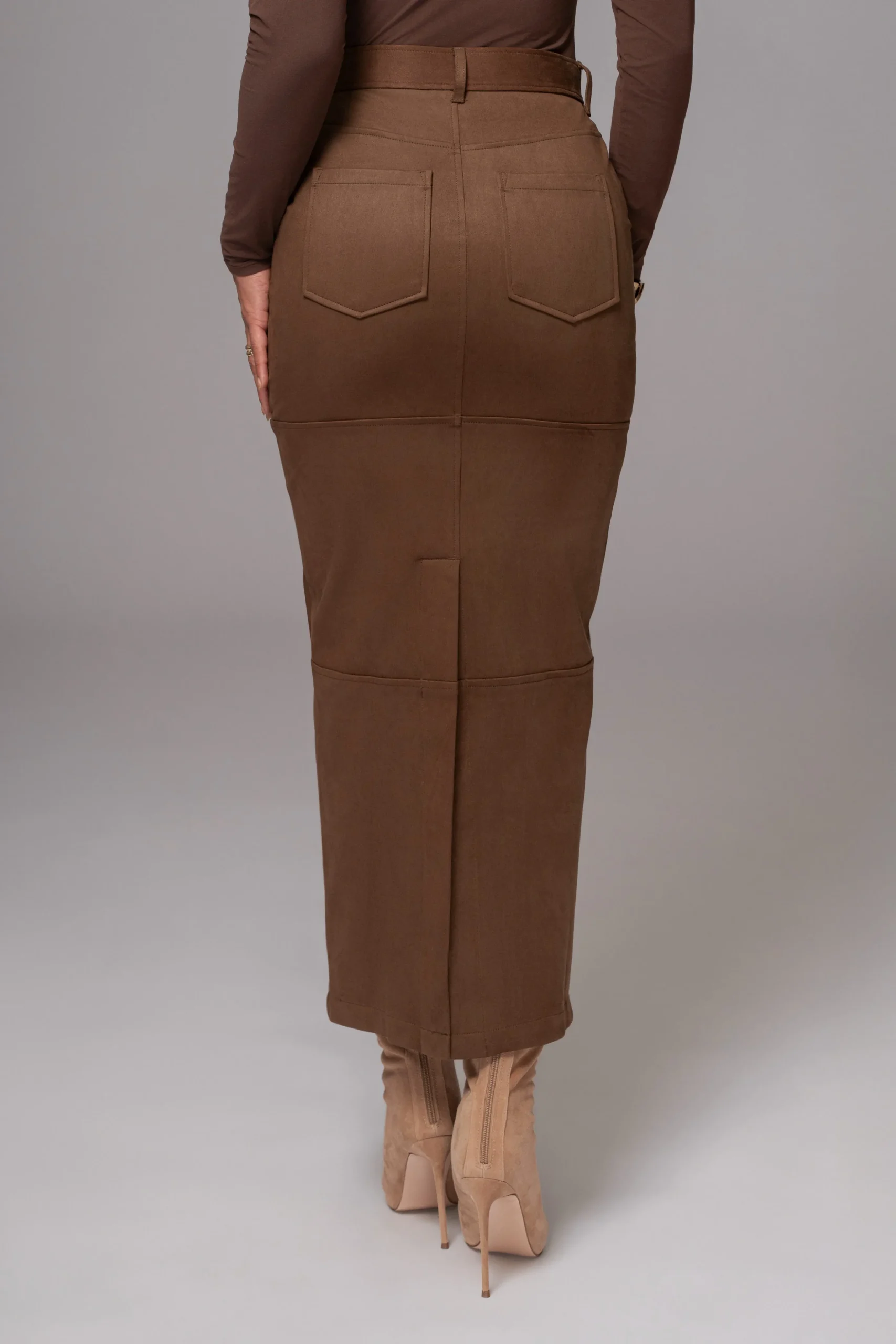 Chocolate Joy Suede Maxi Skirt