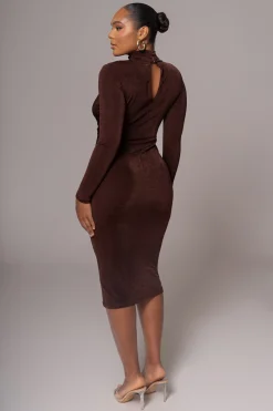 Chocolate Kara Mock Neck Dress