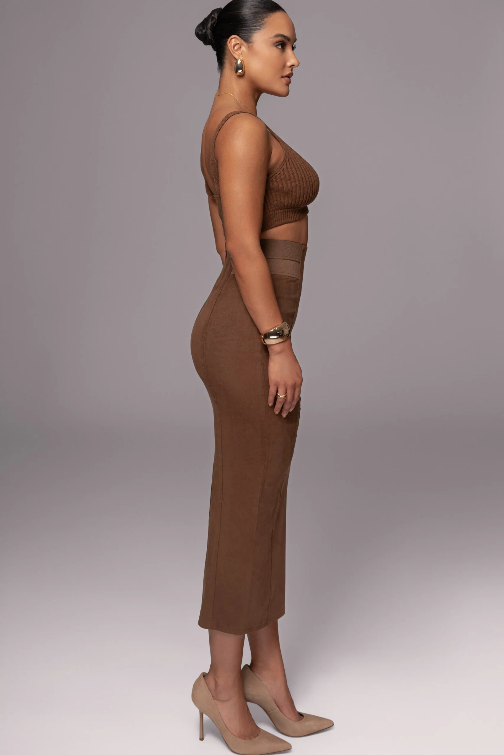 Chocolate Phoenix Suede Skirt