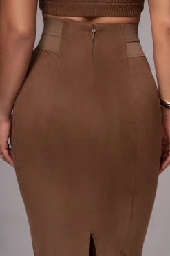 Chocolate Phoenix Suede Skirt