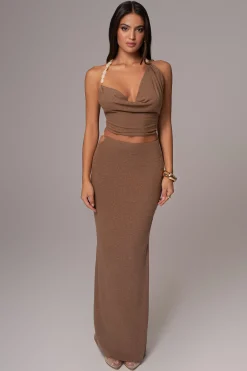 Chocolate Skye Knit Skirt Set