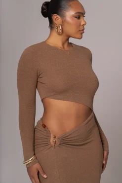 Chocolate Summer Romance Cutout Dress