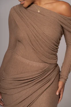 Chocolate Textured One Shoulder Bodysuit