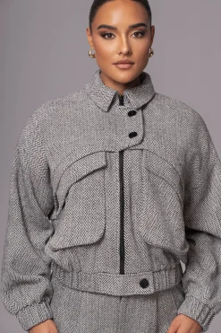 Classic Herringbone Bomber Jacket