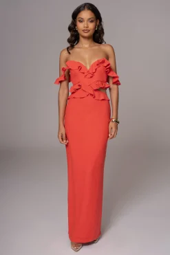 Coral Brighter Days Linen Maxi Dress