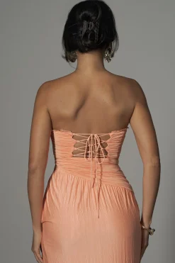 Coral Celestial Drape Maxi Dress