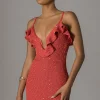 Coral Midnight Sparkle Maxi Dress