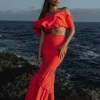 Coral Sienna Ruffled Skirt Set