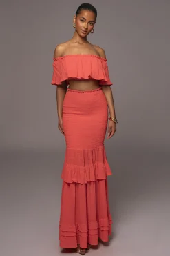 Coral Sienna Ruffled Skirt Set
