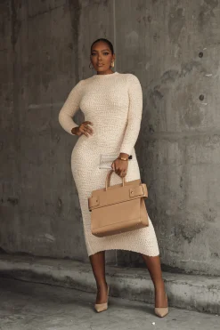 Cream Autumn Knit Maxi Dress