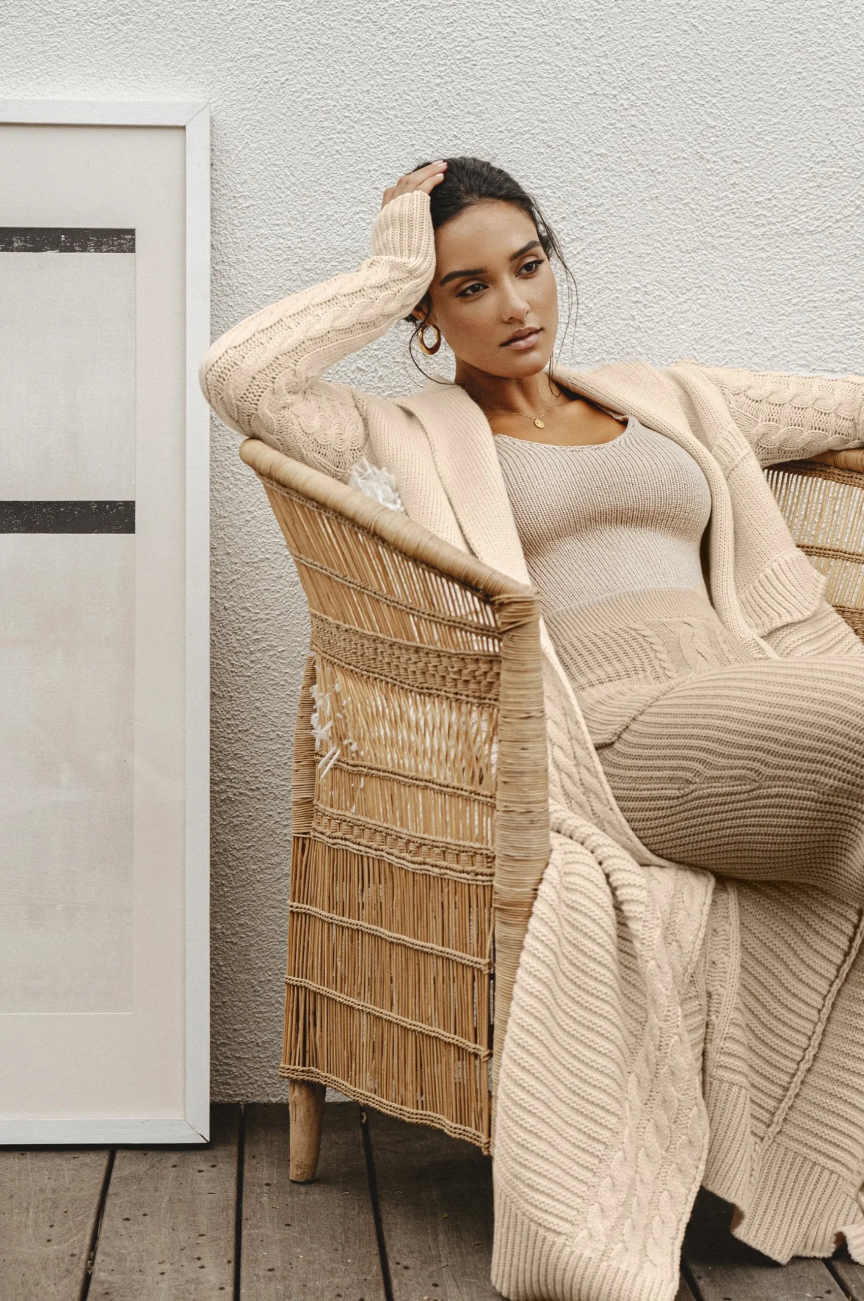 Cream Evana Cable Knit Cardigan