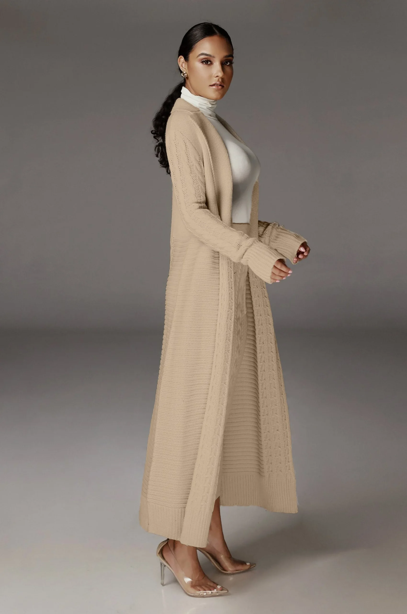 Cream Evana Cable Knit Cardigan