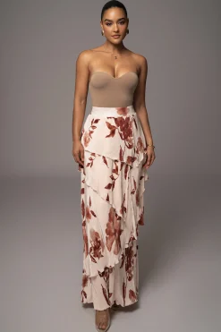Cream Floral Kamira Tiered Skirt