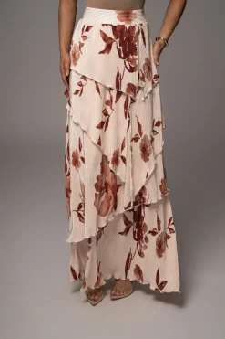 Cream Floral Kamira Tiered Skirt