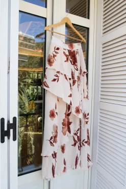 Cream Floral Kamira Tiered Skirt