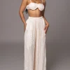 Cream Lets Get Away Satin Pant Set