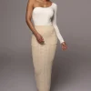 Cream Missy Cable Sweater Midi Skirt