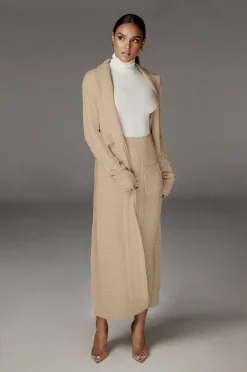 Cream Missy Cable Sweater Midi Skirt