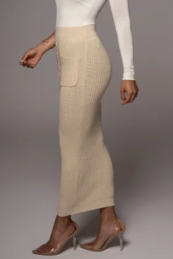 Cream Missy Cable Sweater Midi Skirt