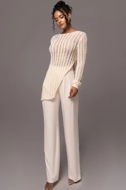 Cream Natalya Rib Knit Top