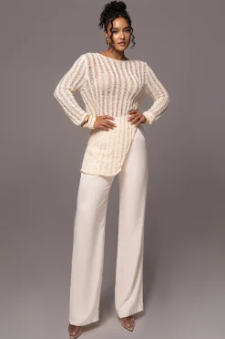 Cream Natalya Rib Knit Top