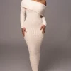 Cream Olivea Knit Maxi Dress