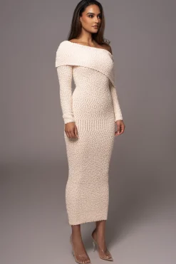 Cream Olivea Knit Maxi Dress