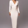 Cream Rowan Plunge Maxi Dress