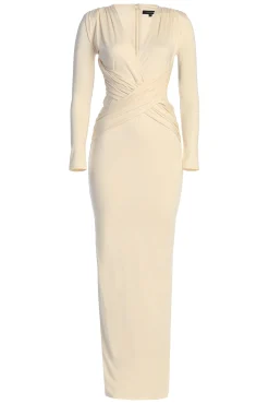 Cream Rowan Plunge Maxi Dress