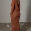 Dark Terra Cotta Serene Wonders Crochet Dress