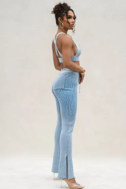 Denim/White Faya Ribbed Pants