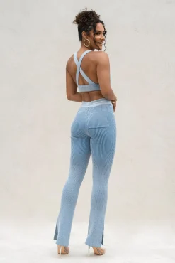 Denim/White Faya Ribbed Pants
