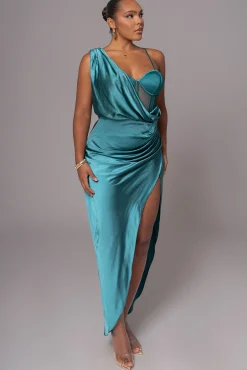 Emerald Green Anastacia Drape Maxi Dress