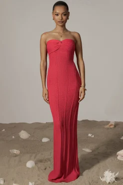 Fuchsia Blanca Strapless Maxi Dress