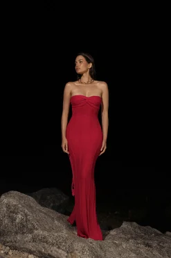 Fuchsia Blanca Strapless Maxi Dress